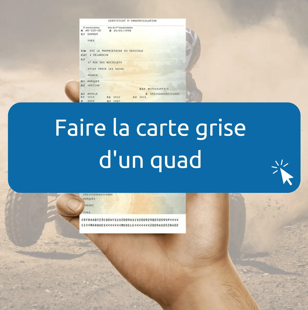 Changement carte grise pour un quad