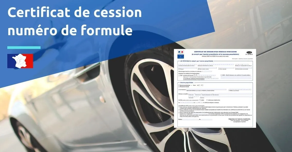 certificat de cession numéro de formule
