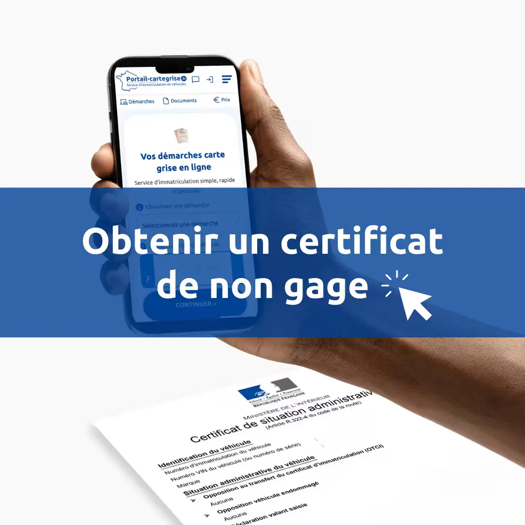 Certificat de situation administrative (non-gage) d'un véhicule en ligne